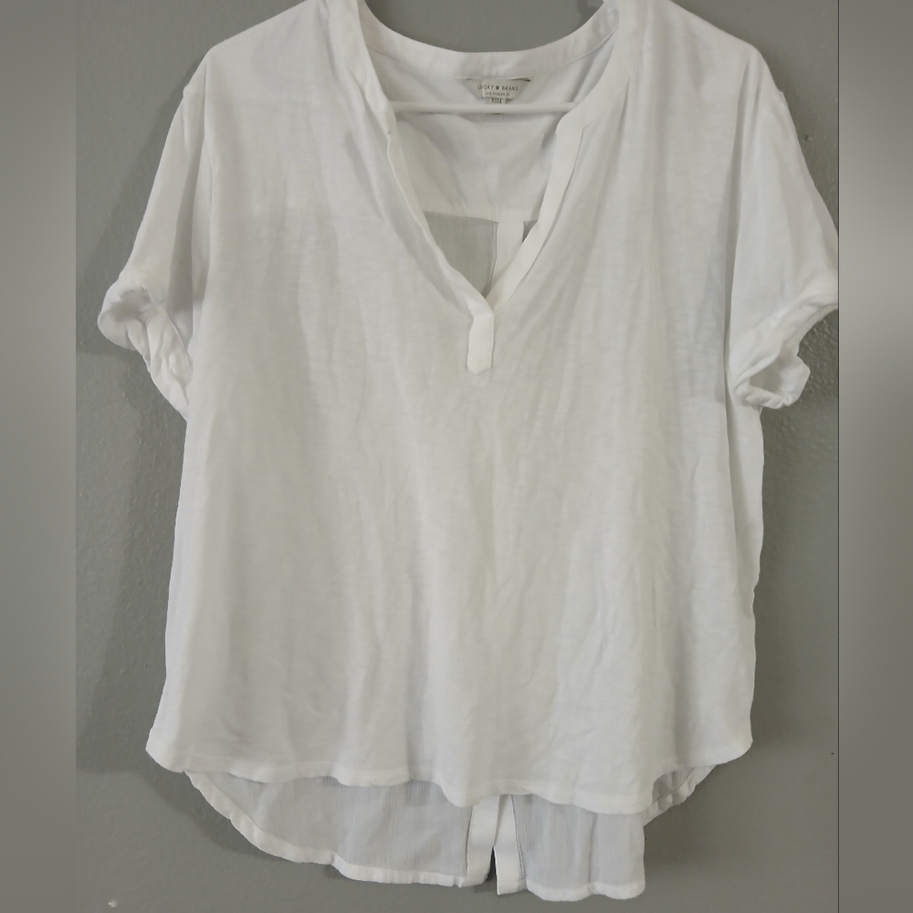 Lucky Brand White V-Neck‎ Women's Top - Picture 2 of 9